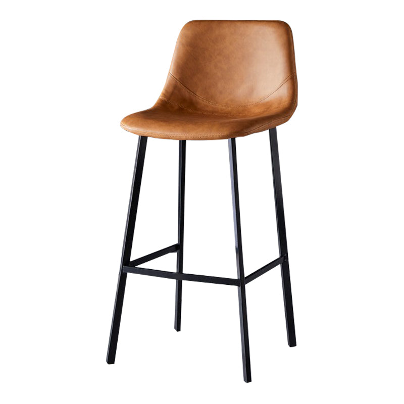Scandinavian Style Bar-stool with Square Leather Seat Counter Stool Kitchen Bar-stool Brown 1 Piece Bar Stool(30"H) Clearhalo 'Bar Furniture' 'Bar Stools' 'bar_stools' 'furn' 'furn_bar_stools' 'Furniture' 'furniture_bar_stools' 'Kitchen & Dining Furniture' 4730596