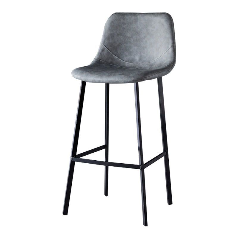 Scandinavian Style Bar-stool with Square Leather Seat Counter Stool Kitchen Bar-stool Grey 1 Piece Bar Stool(30"H) Clearhalo 'Bar Furniture' 'Bar Stools' 'bar_stools' 'furn' 'furn_bar_stools' 'Furniture' 'furniture_bar_stools' 'Kitchen & Dining Furniture' 4730608