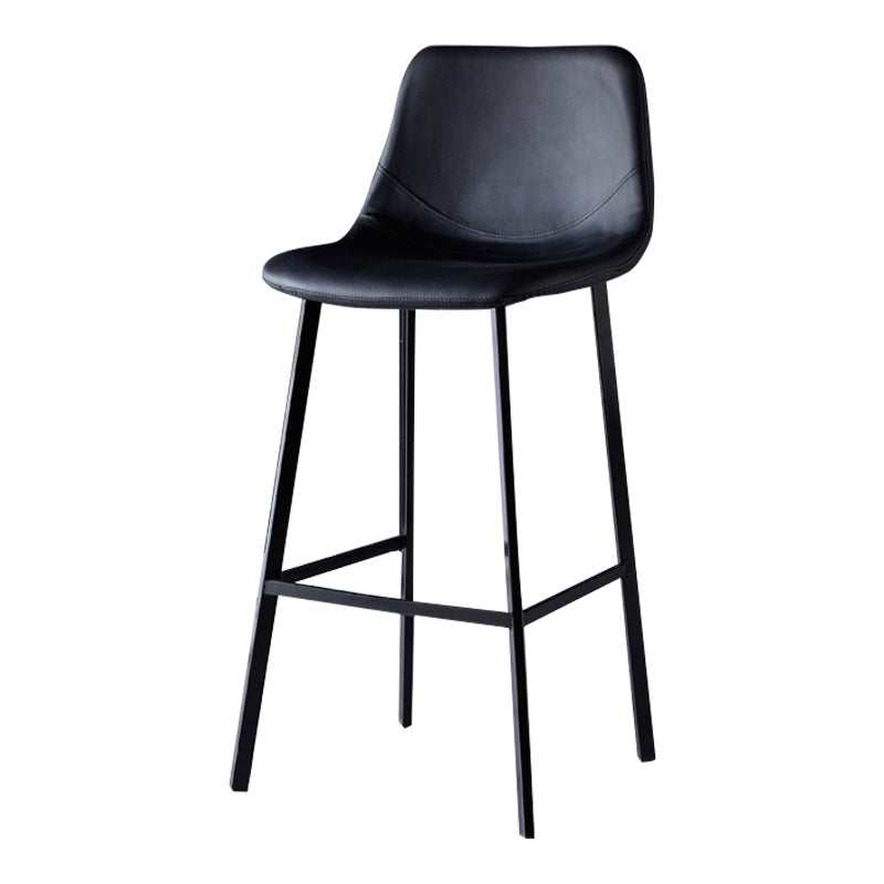 Scandinavian Style Bar-stool with Square Leather Seat Counter Stool Kitchen Bar-stool Black 1 Piece Bar Stool(30"H) Clearhalo 'Bar Furniture' 'Bar Stools' 'bar_stools' 'furn' 'furn_bar_stools' 'Furniture' 'furniture_bar_stools' 'Kitchen & Dining Furniture' 4730610