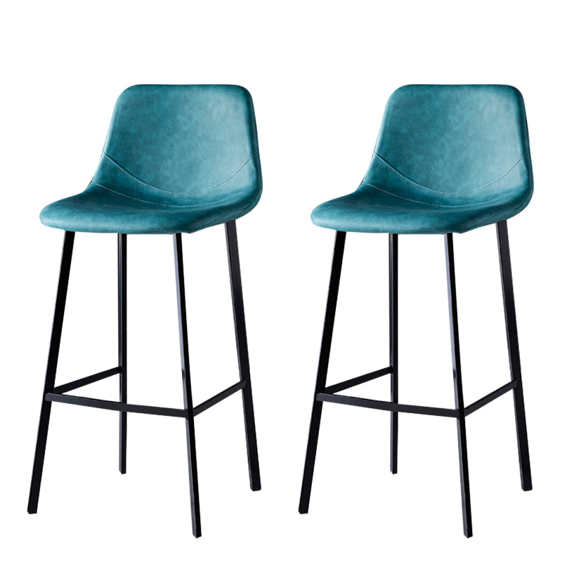 Scandinavian Style Bar-stool with Square Leather Seat Counter Stool Kitchen Bar-stool Lake Blue 2 Piece Set Bar Stool(30"H) Clearhalo 'Bar Furniture' 'Bar Stools' 'bar_stools' 'furn' 'furn_bar_stools' 'Furniture' 'furniture_bar_stools' 'Kitchen & Dining Furniture' 4730614