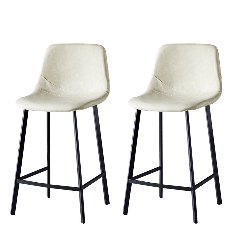 Scandinavian Style Bar-stool with Square Leather Seat Counter Stool Kitchen Bar-stool Off-White 2 Piece Set Counter Stool(26"H) Clearhalo 'Bar Furniture' 'Bar Stools' 'bar_stools' 'furn' 'furn_bar_stools' 'Furniture' 'furniture_bar_stools' 'Kitchen & Dining Furniture' 4730615