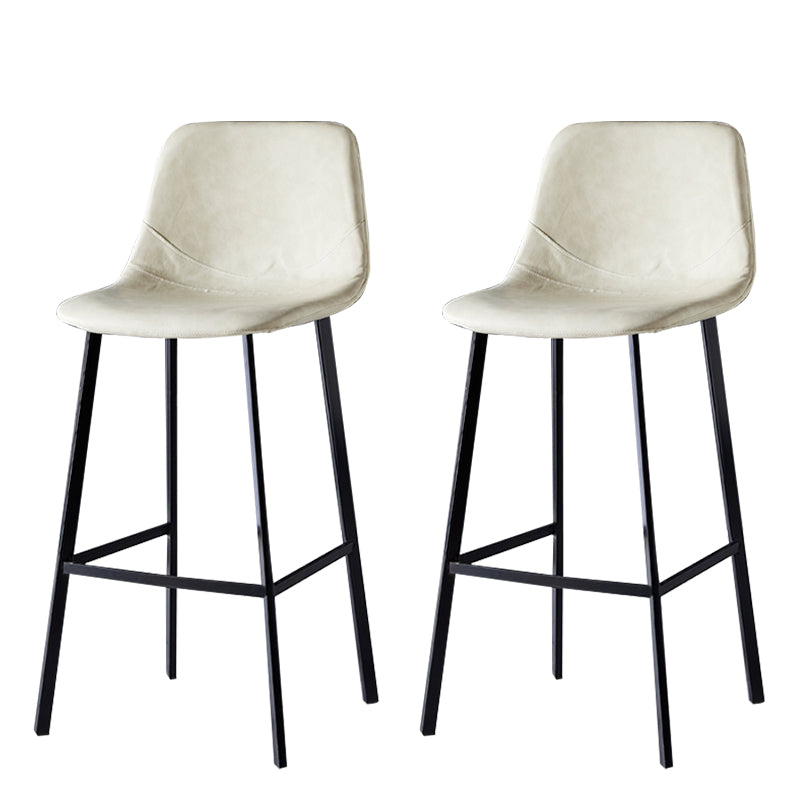 Scandinavian Style Bar-stool with Square Leather Seat Counter Stool Kitchen Bar-stool Off-White 2 Piece Set Bar Stool(30"H) Clearhalo 'Bar Furniture' 'Bar Stools' 'bar_stools' 'furn' 'furn_bar_stools' 'Furniture' 'furniture_bar_stools' 'Kitchen & Dining Furniture' 4730616