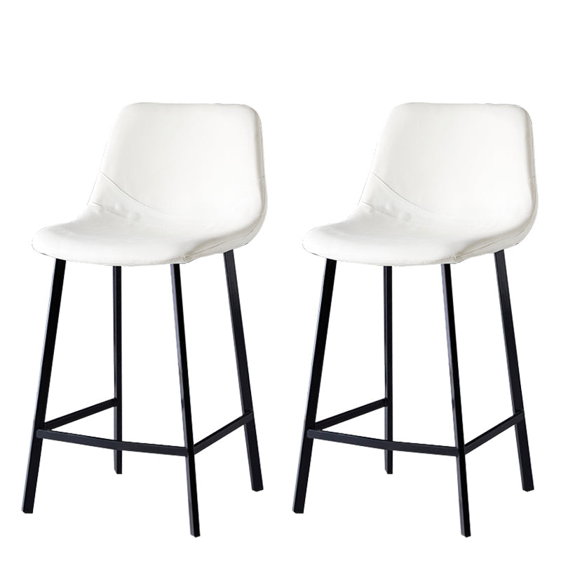 Scandinavian Style Bar-stool with Square Leather Seat Counter Stool Kitchen Bar-stool White 2 Piece Set Counter Stool(26"H) Clearhalo 'Bar Furniture' 'Bar Stools' 'bar_stools' 'furn' 'furn_bar_stools' 'Furniture' 'furniture_bar_stools' 'Kitchen & Dining Furniture' 4730619
