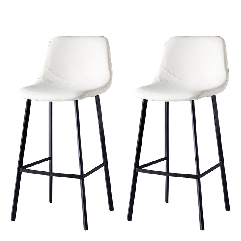 Scandinavian Style Bar-stool with Square Leather Seat Counter Stool Kitchen Bar-stool White 2 Piece Set Bar Stool(30"H) Clearhalo 'Bar Furniture' 'Bar Stools' 'bar_stools' 'furn' 'furn_bar_stools' 'Furniture' 'furniture_bar_stools' 'Kitchen & Dining Furniture' 4730620