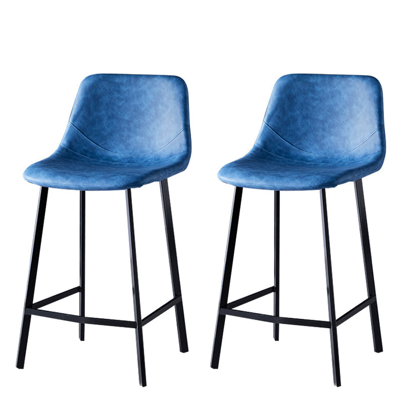 Scandinavian Style Bar-stool with Square Leather Seat Counter Stool Kitchen Bar-stool Blue 2 Piece Set Counter Stool(26"H) Clearhalo 'Bar Furniture' 'Bar Stools' 'bar_stools' 'furn' 'furn_bar_stools' 'Furniture' 'furniture_bar_stools' 'Kitchen & Dining Furniture' 4730621