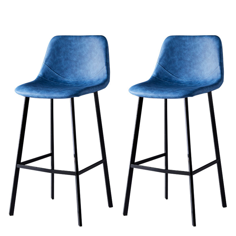 Scandinavian Style Bar-stool with Square Leather Seat Counter Stool Kitchen Bar-stool Blue 2 Piece Set Bar Stool(30"H) Clearhalo 'Bar Furniture' 'Bar Stools' 'bar_stools' 'furn' 'furn_bar_stools' 'Furniture' 'furniture_bar_stools' 'Kitchen & Dining Furniture' 4730622