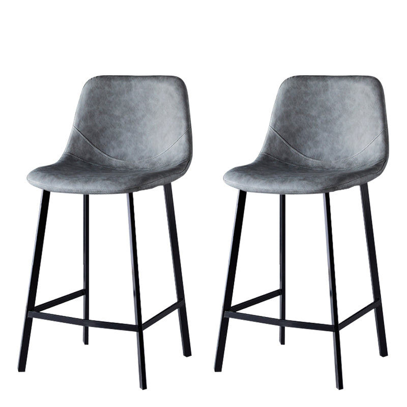 Scandinavian Style Bar-stool with Square Leather Seat Counter Stool Kitchen Bar-stool Grey 2 Piece Set Counter Stool(26"H) Clearhalo 'Bar Furniture' 'Bar Stools' 'bar_stools' 'furn' 'furn_bar_stools' 'Furniture' 'furniture_bar_stools' 'Kitchen & Dining Furniture' 4730623