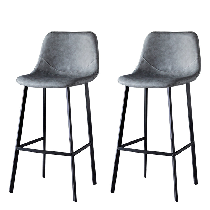 Scandinavian Style Bar-stool with Square Leather Seat Counter Stool Kitchen Bar-stool Grey 2 Piece Set Bar Stool(30"H) Clearhalo 'Bar Furniture' 'Bar Stools' 'bar_stools' 'furn' 'furn_bar_stools' 'Furniture' 'furniture_bar_stools' 'Kitchen & Dining Furniture' 4730624