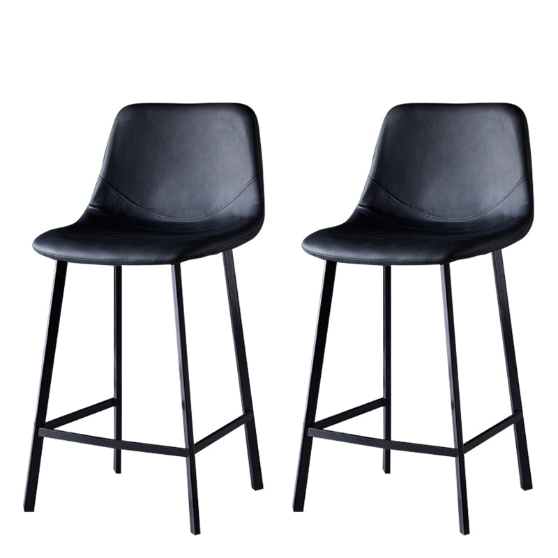 Scandinavian Style Bar-stool with Square Leather Seat Counter Stool Kitchen Bar-stool Black 2 Piece Set Counter Stool(26"H) Clearhalo 'Bar Furniture' 'Bar Stools' 'bar_stools' 'furn' 'furn_bar_stools' 'Furniture' 'furniture_bar_stools' 'Kitchen & Dining Furniture' 4730625