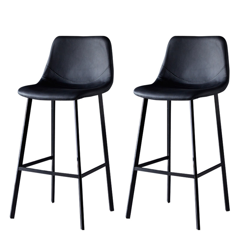 Scandinavian Style Bar-stool with Square Leather Seat Counter Stool Kitchen Bar-stool Black 2 Piece Set Bar Stool(30"H) Clearhalo 'Bar Furniture' 'Bar Stools' 'bar_stools' 'furn' 'furn_bar_stools' 'Furniture' 'furniture_bar_stools' 'Kitchen & Dining Furniture' 4730626