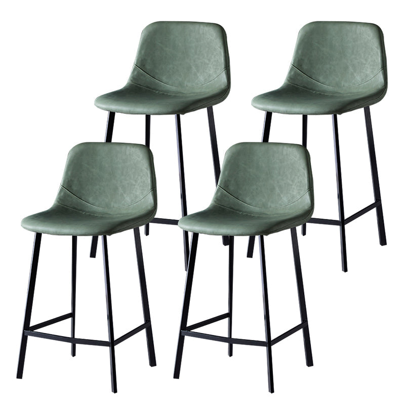 Scandinavian Style Bar-stool with Square Leather Seat Counter Stool Kitchen Bar-stool Green 4 Piece Set Counter Stool(26"H) Clearhalo 'Bar Furniture' 'Bar Stools' 'bar_stools' 'furn' 'furn_bar_stools' 'Furniture' 'furniture_bar_stools' 'Kitchen & Dining Furniture' 4730627