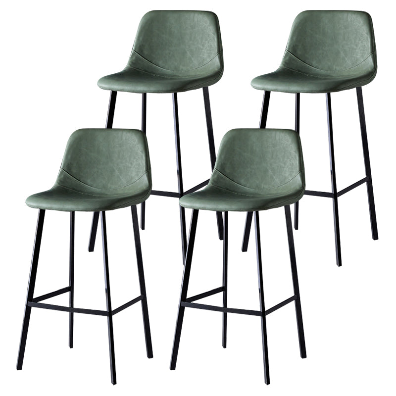 Scandinavian Style Bar-stool with Square Leather Seat Counter Stool Kitchen Bar-stool Green 4 Piece Set Bar Stool(30"H) Clearhalo 'Bar Furniture' 'Bar Stools' 'bar_stools' 'furn' 'furn_bar_stools' 'Furniture' 'furniture_bar_stools' 'Kitchen & Dining Furniture' 4730628