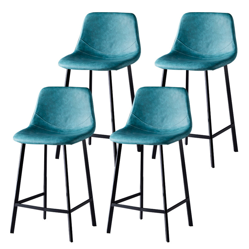 Scandinavian Style Bar-stool with Square Leather Seat Counter Stool Kitchen Bar-stool Lake Blue 4 Piece Set Counter Stool(26"H) Clearhalo 'Bar Furniture' 'Bar Stools' 'bar_stools' 'furn' 'furn_bar_stools' 'Furniture' 'furniture_bar_stools' 'Kitchen & Dining Furniture' 4730629