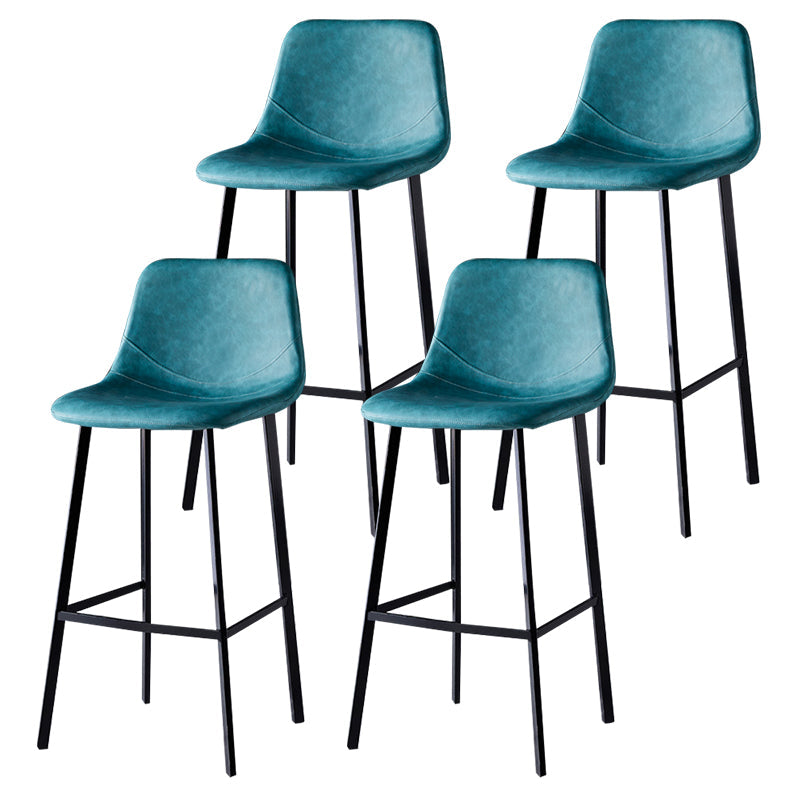 Scandinavian Style Bar-stool with Square Leather Seat Counter Stool Kitchen Bar-stool Lake Blue 4 Piece Set Bar Stool(30"H) Clearhalo 'Bar Furniture' 'Bar Stools' 'bar_stools' 'furn' 'furn_bar_stools' 'Furniture' 'furniture_bar_stools' 'Kitchen & Dining Furniture' 4730630