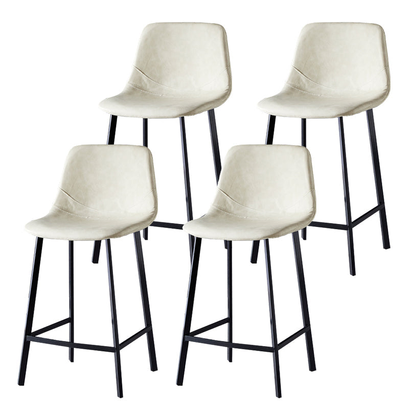 Scandinavian Style Bar-stool with Square Leather Seat Counter Stool Kitchen Bar-stool Off-White 4 Piece Set Counter Stool(26"H) Clearhalo 'Bar Furniture' 'Bar Stools' 'bar_stools' 'furn' 'furn_bar_stools' 'Furniture' 'furniture_bar_stools' 'Kitchen & Dining Furniture' 4730631