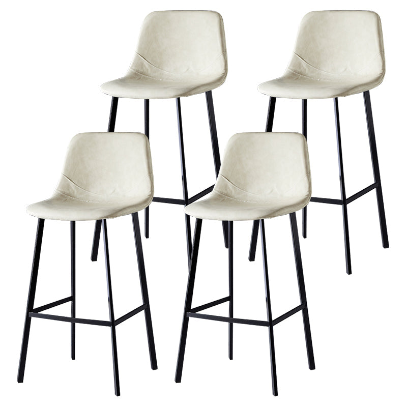 Scandinavian Style Bar-stool with Square Leather Seat Counter Stool Kitchen Bar-stool Off-White 4 Piece Set Bar Stool(30"H) Clearhalo 'Bar Furniture' 'Bar Stools' 'bar_stools' 'furn' 'furn_bar_stools' 'Furniture' 'furniture_bar_stools' 'Kitchen & Dining Furniture' 4730632