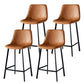 Scandinavian Style Bar-stool with Square Leather Seat Counter Stool Kitchen Bar-stool Brown 4 Piece Set Counter Stool(26"H) Clearhalo 'Bar Furniture' 'Bar Stools' 'bar_stools' 'furn' 'furn_bar_stools' 'Furniture' 'furniture_bar_stools' 'Kitchen & Dining Furniture' 4730633