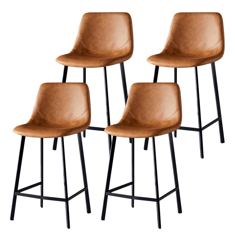 Scandinavian Style Bar-stool with Square Leather Seat Counter Stool Kitchen Bar-stool Brown 4 Piece Set Counter Stool(26"H) Clearhalo 'Bar Furniture' 'Bar Stools' 'bar_stools' 'furn' 'furn_bar_stools' 'Furniture' 'furniture_bar_stools' 'Kitchen & Dining Furniture' 4730633