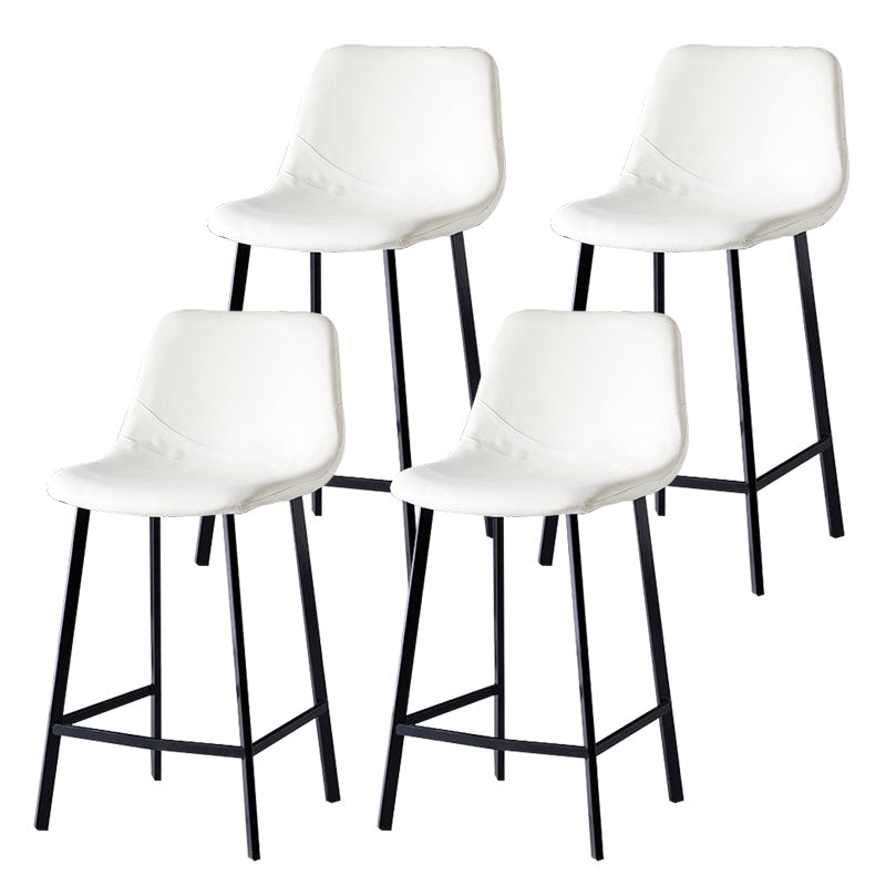 Scandinavian Style Bar-stool with Square Leather Seat Counter Stool Kitchen Bar-stool White 4 Piece Set Counter Stool(26"H) Clearhalo 'Bar Furniture' 'Bar Stools' 'bar_stools' 'furn' 'furn_bar_stools' 'Furniture' 'furniture_bar_stools' 'Kitchen & Dining Furniture' 4730635