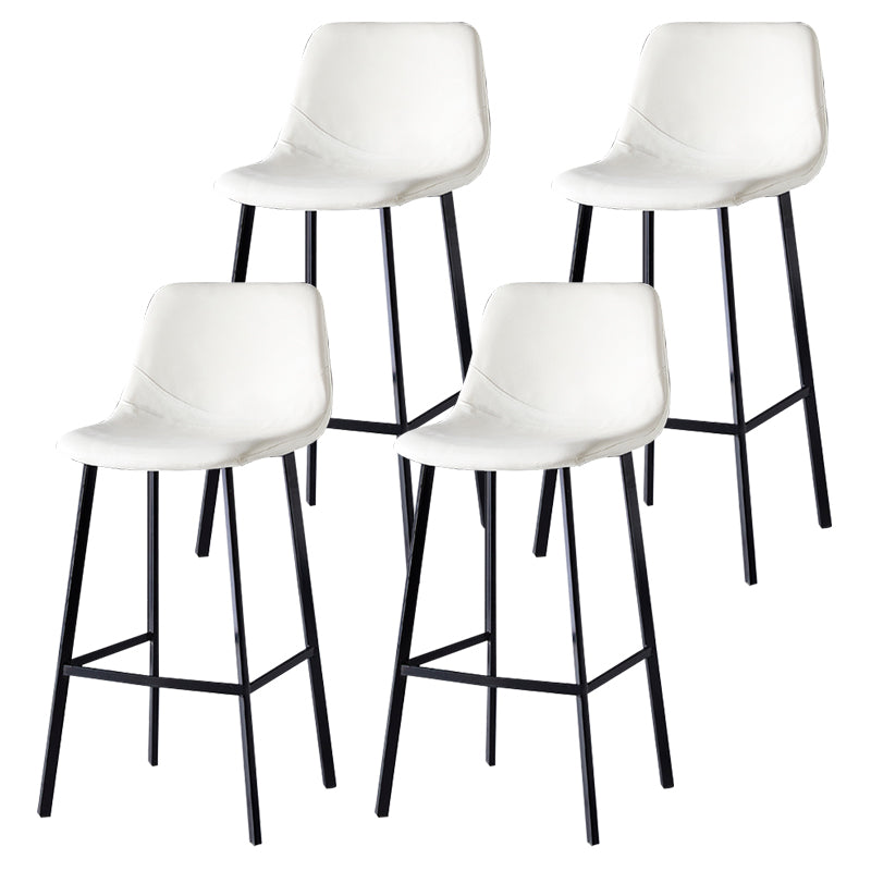 Scandinavian Style Bar-stool with Square Leather Seat Counter Stool Kitchen Bar-stool White 4 Piece Set Bar Stool(30"H) Clearhalo 'Bar Furniture' 'Bar Stools' 'bar_stools' 'furn' 'furn_bar_stools' 'Furniture' 'furniture_bar_stools' 'Kitchen & Dining Furniture' 4730636