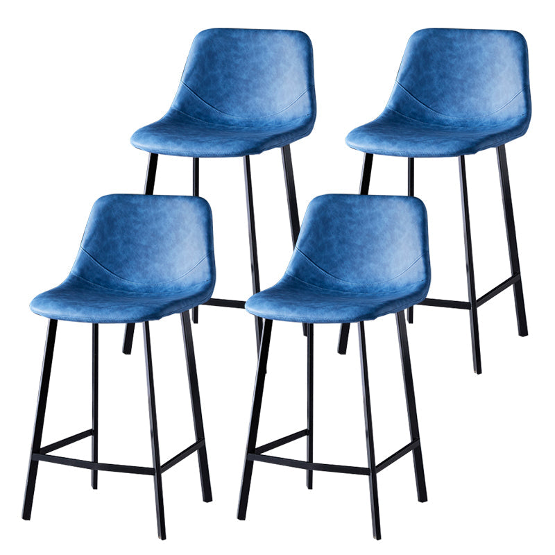 Scandinavian Style Bar-stool with Square Leather Seat Counter Stool Kitchen Bar-stool Blue 4 Piece Set Counter Stool(26"H) Clearhalo 'Bar Furniture' 'Bar Stools' 'bar_stools' 'furn' 'furn_bar_stools' 'Furniture' 'furniture_bar_stools' 'Kitchen & Dining Furniture' 4730637