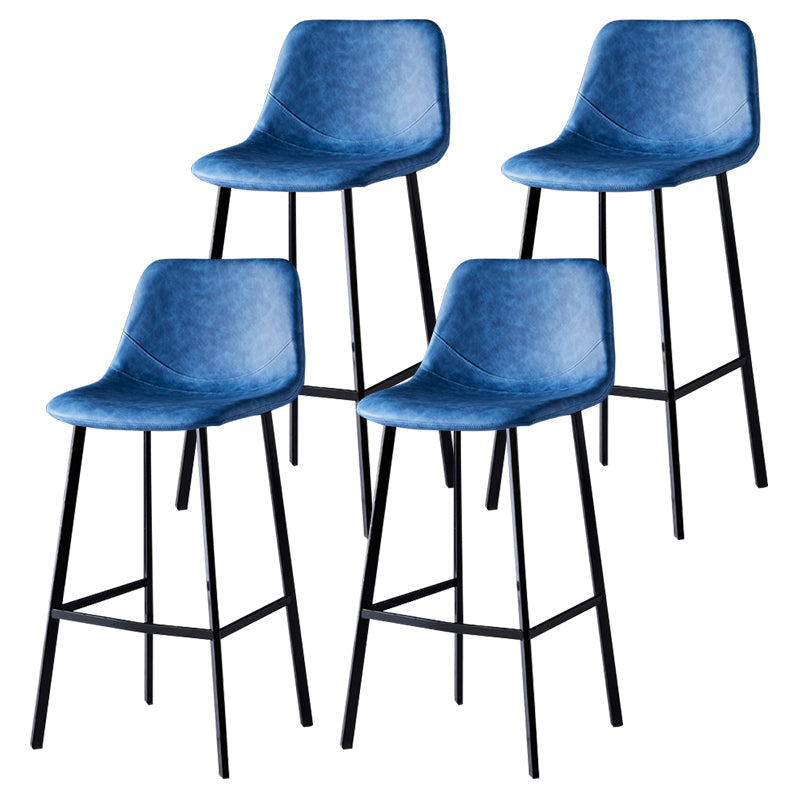 Scandinavian Style Bar-stool with Square Leather Seat Counter Stool Kitchen Bar-stool Blue 4 Piece Set Bar Stool(30"H) Clearhalo 'Bar Furniture' 'Bar Stools' 'bar_stools' 'furn' 'furn_bar_stools' 'Furniture' 'furniture_bar_stools' 'Kitchen & Dining Furniture' 4730638