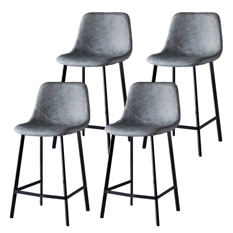 Scandinavian Style Bar-stool with Square Leather Seat Counter Stool Kitchen Bar-stool Grey 4 Piece Set Counter Stool(26"H) Clearhalo 'Bar Furniture' 'Bar Stools' 'bar_stools' 'furn' 'furn_bar_stools' 'Furniture' 'furniture_bar_stools' 'Kitchen & Dining Furniture' 4730639