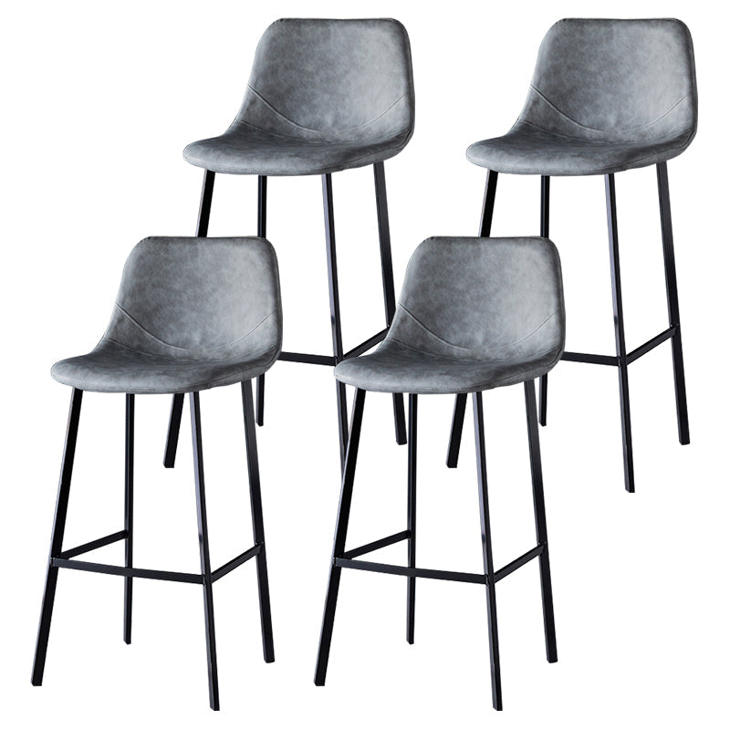 Scandinavian Style Bar-stool with Square Leather Seat Counter Stool Kitchen Bar-stool Grey 4 Piece Set Bar Stool(30"H) Clearhalo 'Bar Furniture' 'Bar Stools' 'bar_stools' 'furn' 'furn_bar_stools' 'Furniture' 'furniture_bar_stools' 'Kitchen & Dining Furniture' 4730640