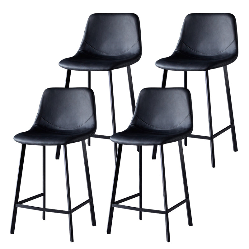 Scandinavian Style Bar-stool with Square Leather Seat Counter Stool Kitchen Bar-stool Black 4 Piece Set Counter Stool(26"H) Clearhalo 'Bar Furniture' 'Bar Stools' 'bar_stools' 'furn' 'furn_bar_stools' 'Furniture' 'furniture_bar_stools' 'Kitchen & Dining Furniture' 4730641