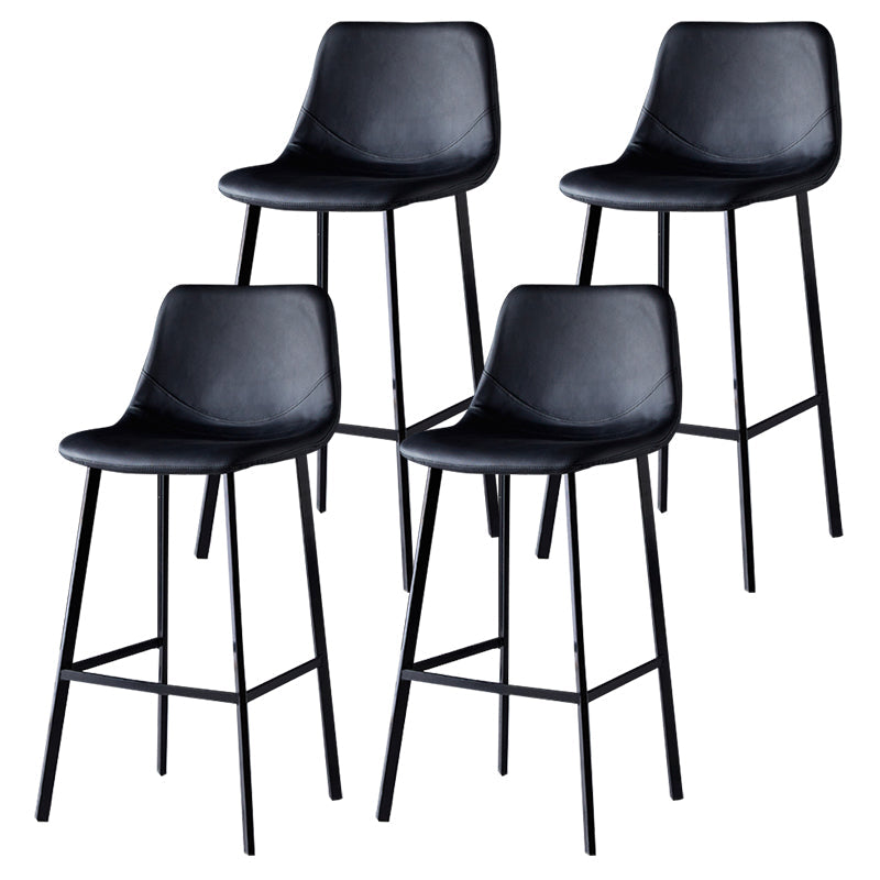 Scandinavian Style Bar-stool with Square Leather Seat Counter Stool Kitchen Bar-stool Black 4 Piece Set Bar Stool(30"H) Clearhalo 'Bar Furniture' 'Bar Stools' 'bar_stools' 'furn' 'furn_bar_stools' 'Furniture' 'furniture_bar_stools' 'Kitchen & Dining Furniture' 4730642