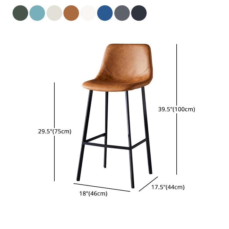 Scandinavian Style Bar-stool with Square Leather Seat Counter Stool Kitchen Bar-stool Clearhalo 'Bar Furniture' 'Bar Stools' 'bar_stools' 'furn' 'furn_bar_stools' 'Furniture' 'furniture_bar_stools' 'Kitchen & Dining Furniture' 4730643