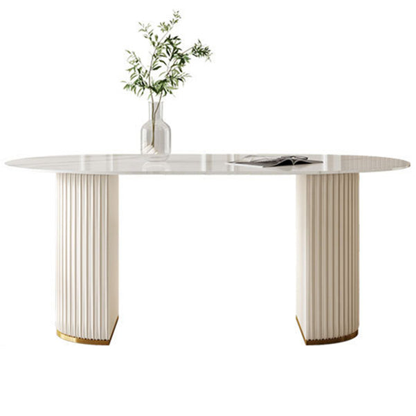 Glam 1/2/5/6/7 Pieces Dining Set Oval Shape Sintered Stone Dining Table Set Clearhalo 'Dining Room Sets' 'Dining Tables & Seating' 'dining_room_set' 'furn' 'furn_dining_room_set' 'Furniture' 'furniture_dining_room_set' 'Kitchen & Dining Furniture' 4730697