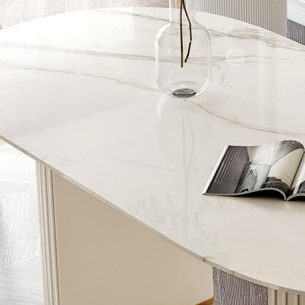 Glam 1/2/5/6/7 Pieces Dining Set Oval Shape Sintered Stone Dining Table Set Clearhalo 'Dining Room Sets' 'Dining Tables & Seating' 'dining_room_set' 'furn' 'furn_dining_room_set' 'Furniture' 'furniture_dining_room_set' 'Kitchen & Dining Furniture' 4730701