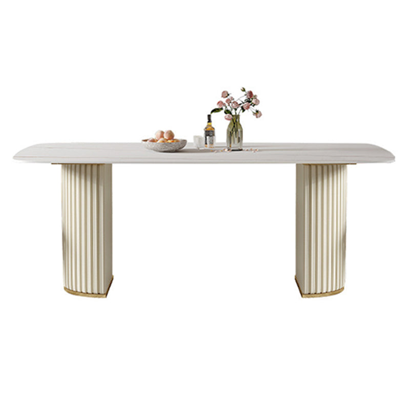 1/4/5/7 Pieces Dining Set White Sintered Stone Rectangle Table with Leather Chairs Clearhalo 'Dining Room Sets' 'Dining Tables & Seating' 'dining_room_set' 'furn' 'furn_dining_room_set' 'Furniture' 'furniture_dining_room_set' 'Kitchen & Dining Furniture' 4730713