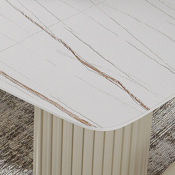 1/4/5/7 Pieces Dining Set White Sintered Stone Rectangle Table with Leather Chairs Clearhalo 'Dining Room Sets' 'Dining Tables & Seating' 'dining_room_set' 'furn' 'furn_dining_room_set' 'Furniture' 'furniture_dining_room_set' 'Kitchen & Dining Furniture' 4730714