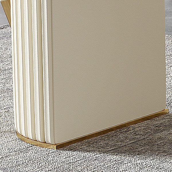 1/4/5/7 Pieces Dining Set White Sintered Stone Rectangle Table with Leather Chairs Clearhalo 'Dining Room Sets' 'Dining Tables & Seating' 'dining_room_set' 'furn' 'furn_dining_room_set' 'Furniture' 'furniture_dining_room_set' 'Kitchen & Dining Furniture' 4730716