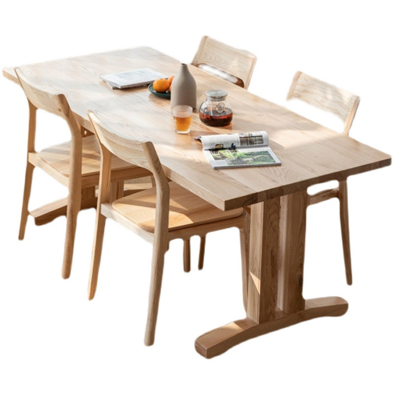 1/2/4/5 Pieces Modern Rectangle Dining Set Solid Wood Dining Table with Chairs 5 Pieces: Table, 4 Chairs Clearhalo 'Dining Room Sets' 'Dining Tables & Seating' 'dining_room_set' 'furn' 'furn_dining_room_set' 'Furniture' 'furniture_dining_room_set' 'Kitchen & Dining Furniture' 4730729