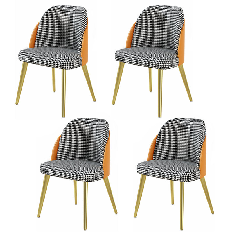 Glam 1/4/5/6/7 Pieces Dining Set Rectangle Stone Dining Table for Dining Room 4 Orange Chairs Clearhalo 'Dining Room Sets' 'Dining Tables & Seating' 'dining_room_set' 'furn' 'furn_dining_room_set' 'Furniture' 'furniture_dining_room_set' 'Kitchen & Dining Furniture' 4730800