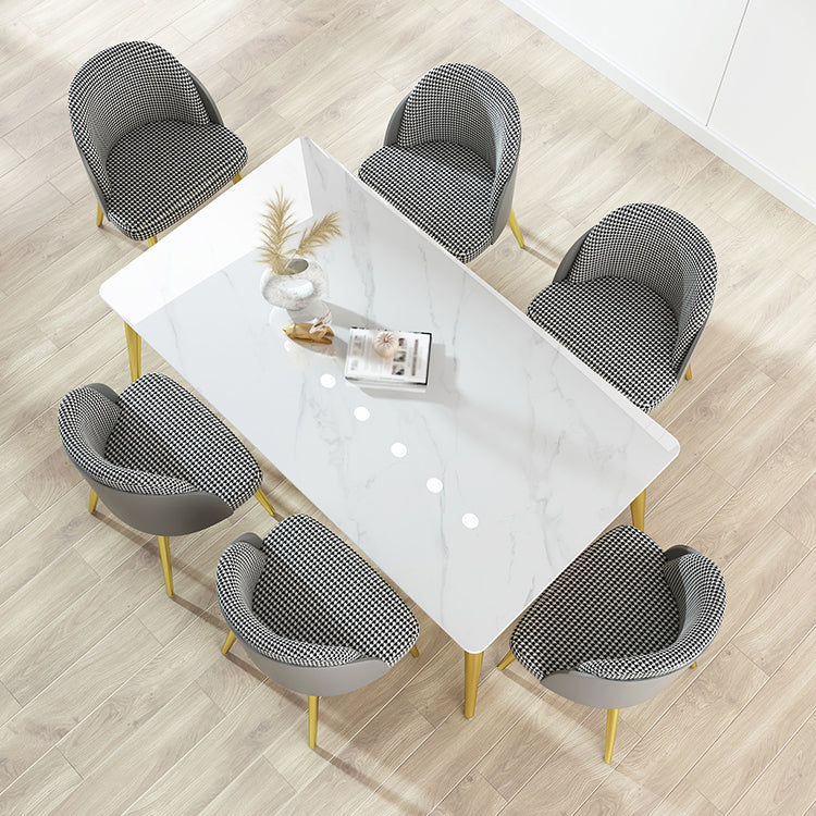 Glam 1/4/5/6/7 Pieces Dining Set Rectangle Stone Dining Table for Dining Room Clearhalo 'Dining Room Sets' 'Dining Tables & Seating' 'dining_room_set' 'furn' 'furn_dining_room_set' 'Furniture' 'furniture_dining_room_set' 'Kitchen & Dining Furniture' 4730802