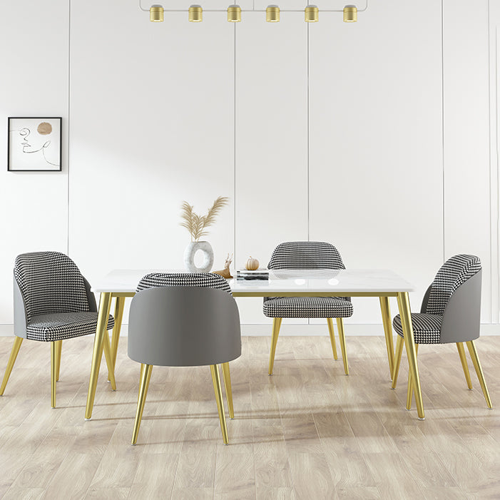 Glam 1/4/5/6/7 Pieces Dining Set Rectangle Stone Dining Table for Dining Room Clearhalo 'Dining Room Sets' 'Dining Tables & Seating' 'dining_room_set' 'furn' 'furn_dining_room_set' 'Furniture' 'furniture_dining_room_set' 'Kitchen & Dining Furniture' 4730804