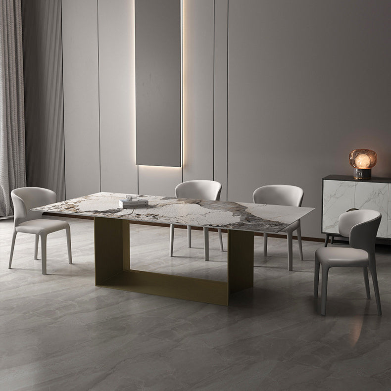 Glam 1/2/3/4/5 Pieces Dining Set Sintered Stone Dining Table Set 5 Pieces: Table, 4 Chairs Clearhalo 'Dining Room Sets' 'Dining Tables & Seating' 'dining_room_set' 'furn' 'furn_dining_room_set' 'Furniture' 'furniture_dining_room_set' 'Kitchen & Dining Furniture' 4730816