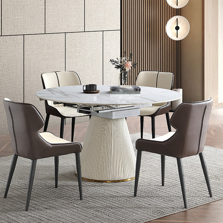 Glam 1/3/4/5/7 Pieces Dinette Set with Sintered Stone Top PU Leather Dining Table Set 5 Pieces: Table, 4 Chairs Clearhalo 'Dining Room Sets' 'Dining Tables & Seating' 'dining_room_set' 'furn' 'furn_dining_room_set' 'Furniture' 'furniture_dining_room_set' 'Kitchen & Dining Furniture' 4730834