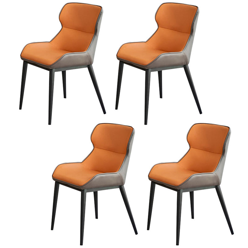 Glam 1/3/4/5/7 Pieces Dinette Set with Sintered Stone Top PU Leather Dining Table Set 4 Orange Chairs Clearhalo 'Dining Room Sets' 'Dining Tables & Seating' 'dining_room_set' 'furn' 'furn_dining_room_set' 'Furniture' 'furniture_dining_room_set' 'Kitchen & Dining Furniture' 4730837