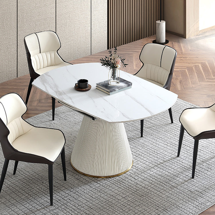 Glam 1/3/4/5/7 Pieces Dinette Set with Sintered Stone Top PU Leather Dining Table Set Clearhalo 'Dining Room Sets' 'Dining Tables & Seating' 'dining_room_set' 'furn' 'furn_dining_room_set' 'Furniture' 'furniture_dining_room_set' 'Kitchen & Dining Furniture' 4730838