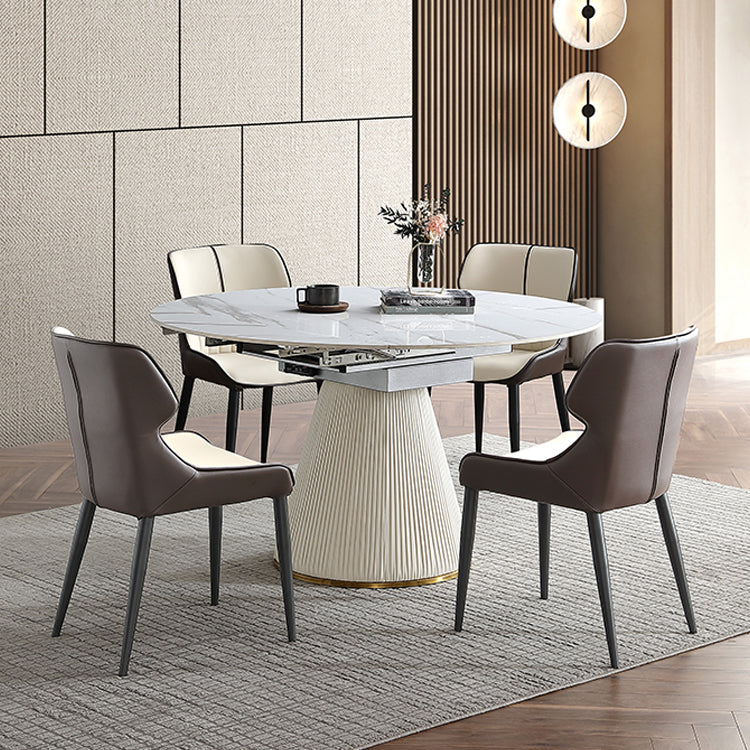 Glam 1/3/4/5/7 Pieces Dinette Set with Sintered Stone Top PU Leather Dining Table Set Clearhalo 'Dining Room Sets' 'Dining Tables & Seating' 'dining_room_set' 'furn' 'furn_dining_room_set' 'Furniture' 'furniture_dining_room_set' 'Kitchen & Dining Furniture' 4730844