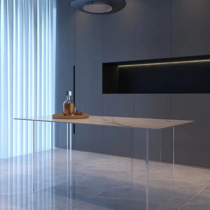 Modern 1/7 Pieces Dining Set Rectangle Acrylic Dining Table for Kitchen Clearhalo 'Dining Room Sets' 'Dining Tables & Seating' 'dining_room_set' 'furn' 'furn_dining_room_set' 'Furniture' 'furniture_dining_room_set' 'Kitchen & Dining Furniture' 4730858