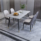 Modern 1/2/5/6/7 Pieces Dinette Set Rectangle Dining Table Set 5 Pieces: White-Gold Table, 4 Grey Chairs Clearhalo 'Dining Room Sets' 'Dining Tables & Seating' 'dining_room_set' 'furn' 'furn_dining_room_set' 'Furniture' 'furniture_dining_room_set' 'Kitchen & Dining Furniture' 4730872