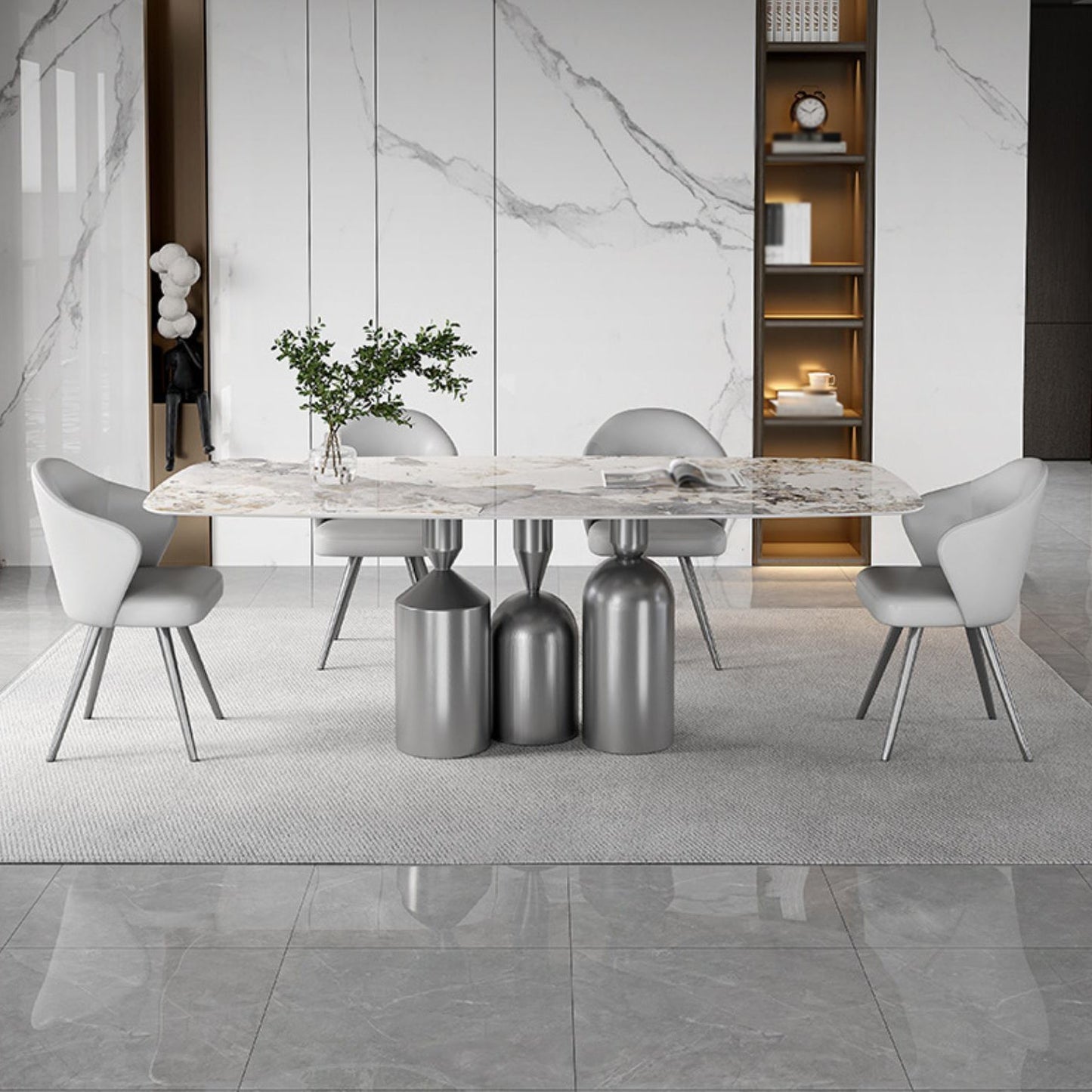 1/3/4/5/7/8 Pieces Dining Chairs Set White Rectangle Shape Sintered Stone Dining Table Set 5 Pieces: Table, 4 Chairs Clearhalo 'Dining Room Sets' 'Dining Tables & Seating' 'dining_room_set' 'furn' 'furn_dining_room_set' 'Furniture' 'furniture_dining_room_set' 'Kitchen & Dining Furniture' 4730892