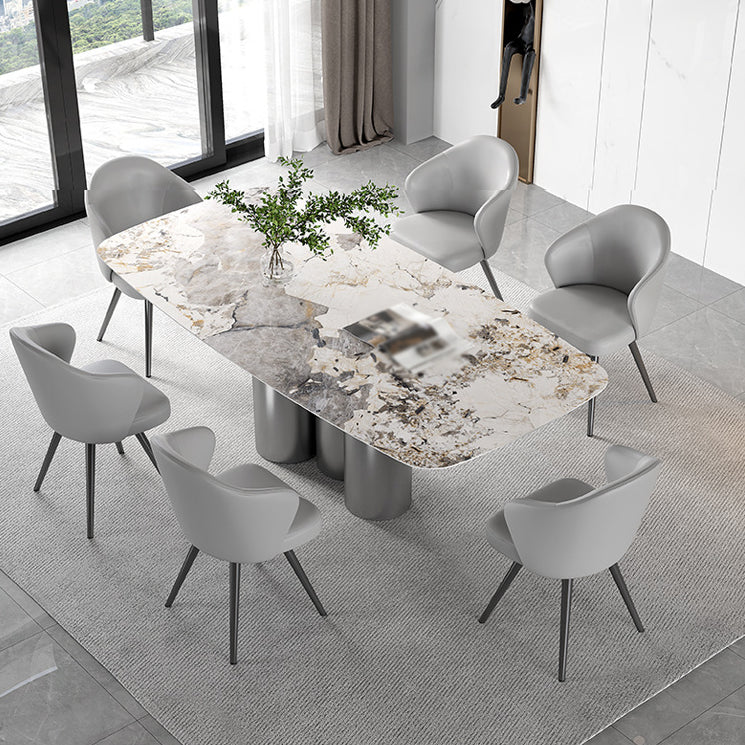 1/3/4/5/7/8 Pieces Dining Chairs Set White Rectangle Shape Sintered Stone Dining Table Set 7 Pieces: Table, 6 Chairs Clearhalo 'Dining Room Sets' 'Dining Tables & Seating' 'dining_room_set' 'furn' 'furn_dining_room_set' 'Furniture' 'furniture_dining_room_set' 'Kitchen & Dining Furniture' 4730895