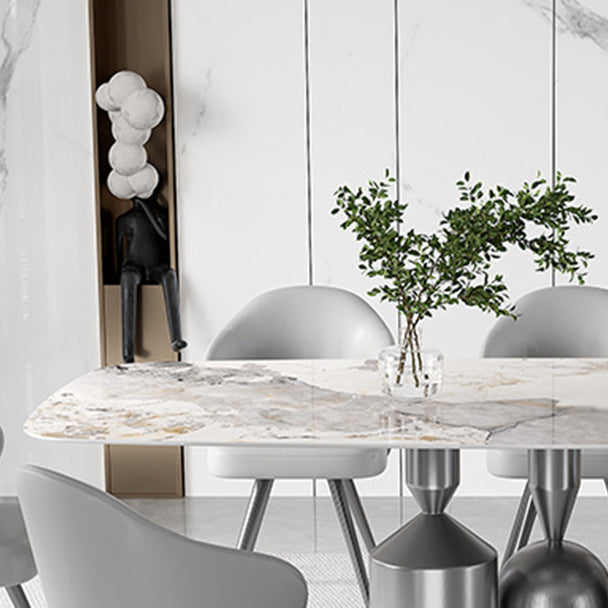 1/3/4/5/7/8 Pieces Dining Chairs Set White Rectangle Shape Sintered Stone Dining Table Set Clearhalo 'Dining Room Sets' 'Dining Tables & Seating' 'dining_room_set' 'furn' 'furn_dining_room_set' 'Furniture' 'furniture_dining_room_set' 'Kitchen & Dining Furniture' 4730900